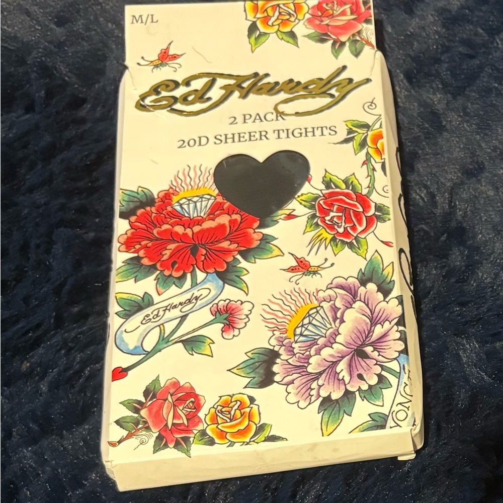 Ed Hardy Black Sheer Tights 2-Pack